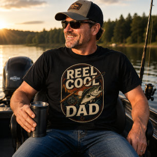 Reel Cool Dad Vintage Fishing Retro Sunset T-Shirt