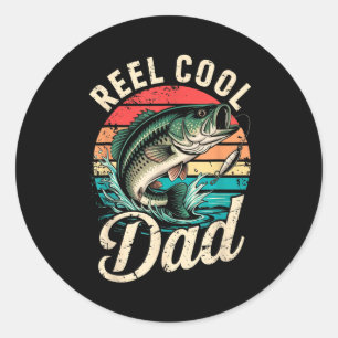 Reel Cool Dad Vintage Funny Men Fishing Matching F Classic Round Sticker