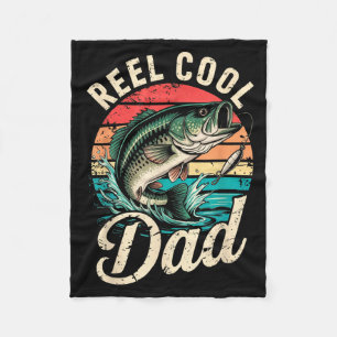 Reel Cool Dad Vintage Funny Men Fishing Matching F Fleece Blanket