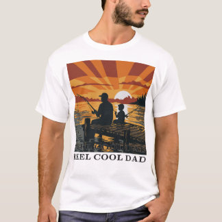 Reel Cool Dad Vintage Sunset Fishing T-Shirt Desig