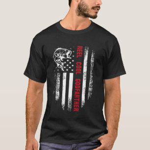 Reel Cool Godfather American Flag Fishing Father's T-Shirt