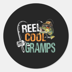 Reel Cool Gramps Fishing Gramps Birthday Vintage Classic Round Sticker