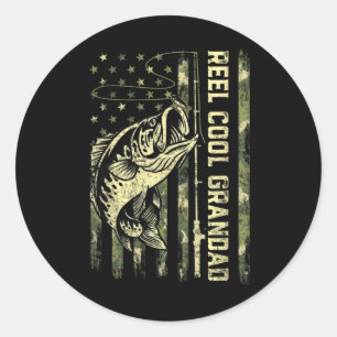 Reel Cool Grandad Fisherman Camouflage Father's Da Classic Round Sticker