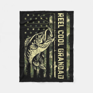 Reel Cool Grandad Fisherman Camouflage Father's Da Fleece Blanket