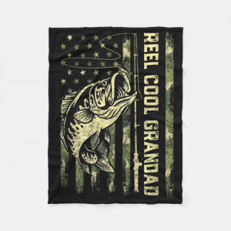Reel Cool Grandad Fisherman Camouflage Father's Da Fleece Blanket