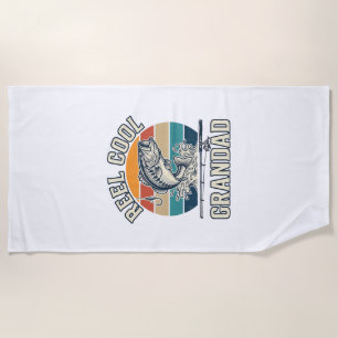 Reel Cool Grandad Fishing Vintage Sunset Shirt_1 Beach Towel