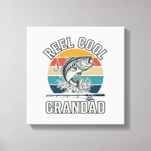 Reel Cool Grandad Fishing Vintage Sunset Shirt_1 Canvas Print