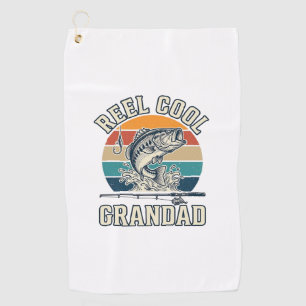 Reel Cool Grandad Fishing Vintage Sunset Shirt_1 Golf Towel