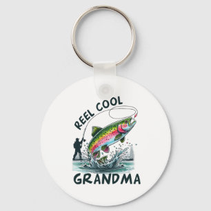 Reel Cool Grandma Birthday Party Fishing Matching Key Ring