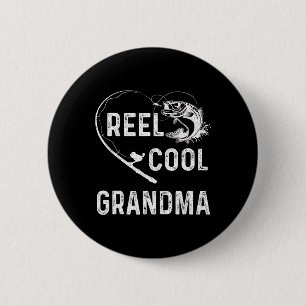 Reel Cool Grandma Retro Fishing Lover For Mothers 6 Cm Round Badge