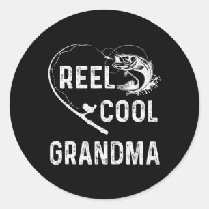 Reel Cool Grandma Retro Fishing Lover For Mothers  Classic Round Sticker