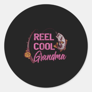 Reel Cool Grandma Woman Anglers Fishing Classic Round Sticker