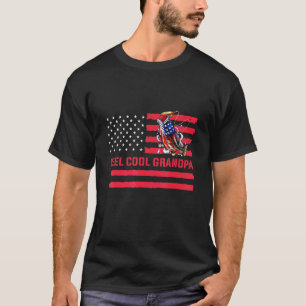 Reel Cool Grandpa American Us Flag Fathers Day T-Shirt