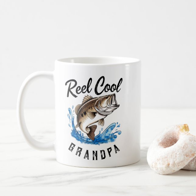 Reel Cool Grandpa Bass Fishing Coffee Mug (With Donut)