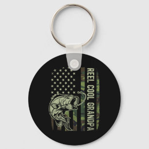 Reel Cool Grandpa Camouflage American Flag Fathers Key Ring