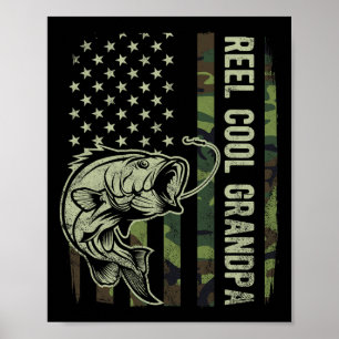 Reel Cool Grandpa Camouflage American Flag Fathers Poster