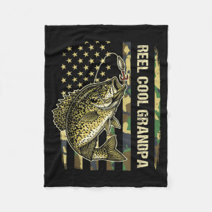 Reel Cool Grandpa Crape Fishing Camo American Flag Fleece Blanket