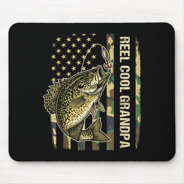 Reel Cool Grandpa Crape Fishing Camo American Flag Mouse Mat (Front)