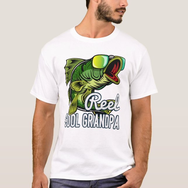 Reel Cool Grandpa Fishing T-Shirt – Funny Bass Fis (Front)