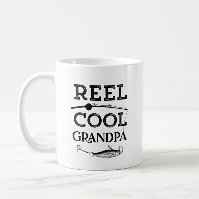Reel Cool Grandpa Funny Fishing Pun Grandpa Mens Coffee Mug (Left)
