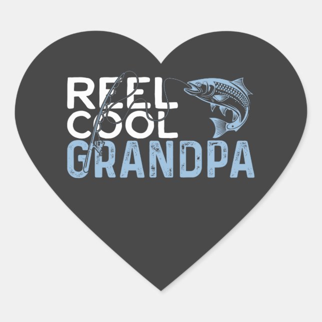 Reel Cool Grandpa Heart Sticker (Front)