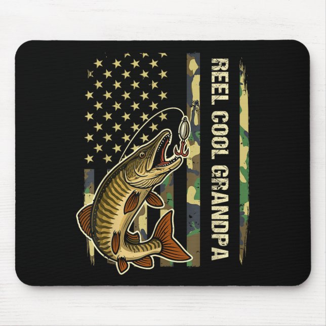 Reel Cool Grandpa Muskie Fishing Fisherman America Mouse Mat (Front)