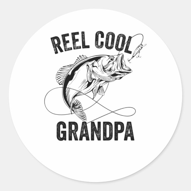 Reel Cool Grandpa Retro Fathers Day Fishing Gift Classic Round Sticker (Front)