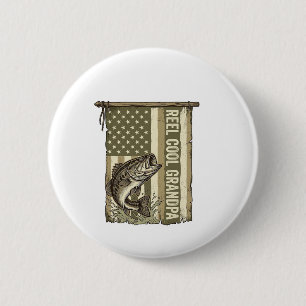 Reel Cool Grandpa Vintage Bass Fishing Shirt Desig 6 Cm Round Badge