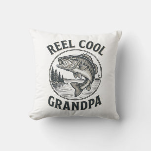 Reel Cool Grandpa Vintage Fishing Bass Shirt Desig Cushion