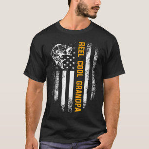 Reel Cool Grandpa Vintage Flag Fishing Father's Da T-Shirt