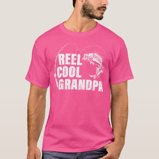 Reel Cool Grandpa With Fish And Fishing Rod T-Shirt (Front)
