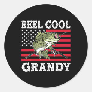 Reel Cool Grandy 4th Of July American Flag Patriot Classic Round Sticker
