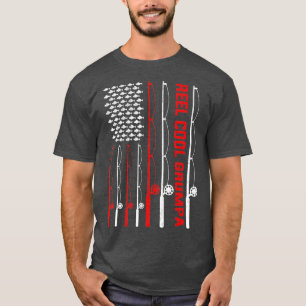 Reel Cool Grumpa Fathers Day Fishing American Flag T-Shirt