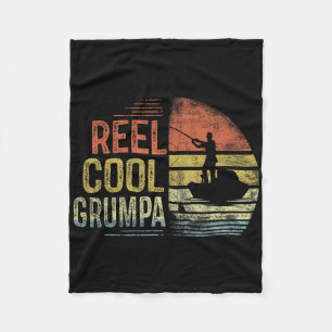 Reel Cool Grumpa Fishing Gifts Grumpa Birthday Vin Fleece Blanket
