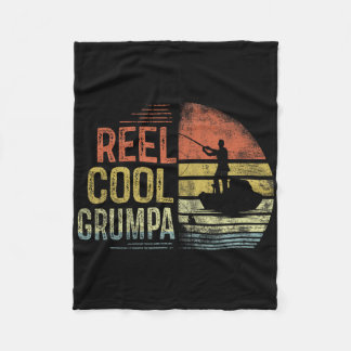 Reel Cool Grumpa Fishing Gifts Grumpa Birthday Vin Fleece Blanket