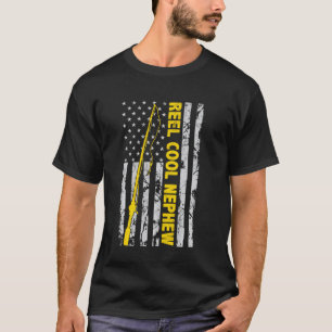 Reel Cool Nephew Fishing American Flag Fisherman T-Shirt
