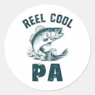Reel Cool Pa Fishing Grandpa Vintage Style Classic Round Sticker