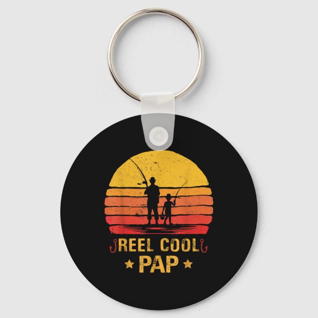 Reel Cool Pap Fishing Fathers Day  Key Ring (Front)