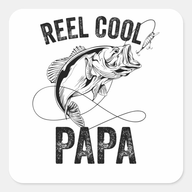 Reel Cool Papa Fathers Day Fishing Gift Fisherman Square Sticker (Front)