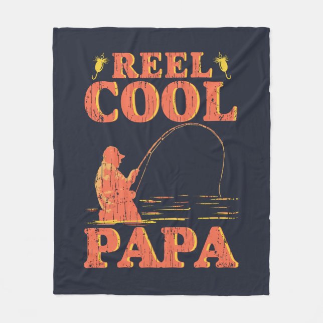 Reel Cool Papa Fishing Dad Fleece Blanket (Front)