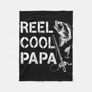Reel Cool Papa Fishing Dad Gifts Father's Day Fish Fleece Blanket