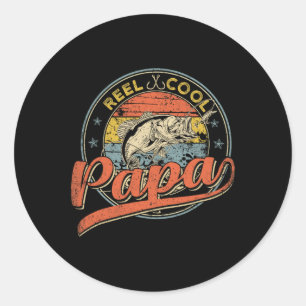 Reel Cool Papa Fishing Fathers Day  Classic Round Sticker