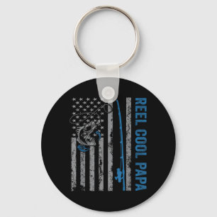 Reel Cool Papa Fishing Fathers Day Fisherman Fish Key Ring