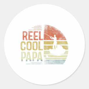 Reel Cool Papa Fishing Gifts Papa Birthday Vintage Classic Round Sticker
