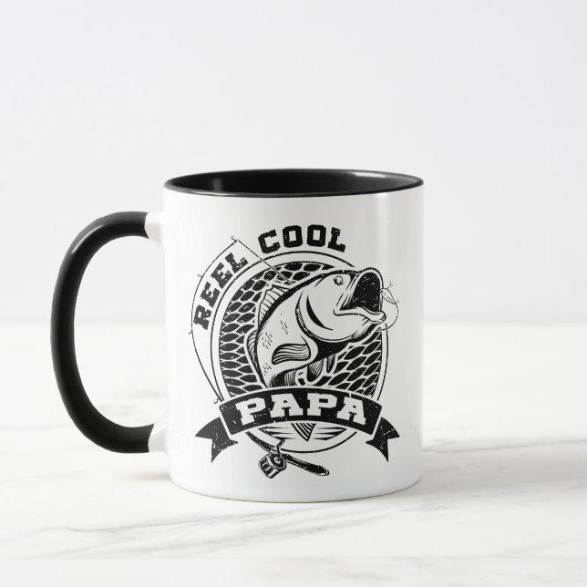 Reel Cool Papa Funny Fishing Gift for Grandpas Mug (Left)