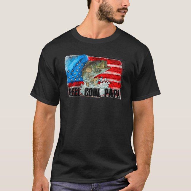 Reel Cool Papa Grandpa Dad  Fishing Sport Fathers T-Shirt (Front)