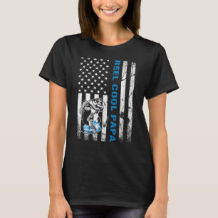 Reel Cool Papa Vintage American Flag Father S Day T-Shirt