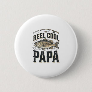 Reel Cool Papa Vintage Fishing Vector Design_1 6 Cm Round Badge