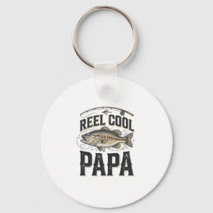 Reel Cool Papa Vintage Fishing Vector Design_1 Key Ring