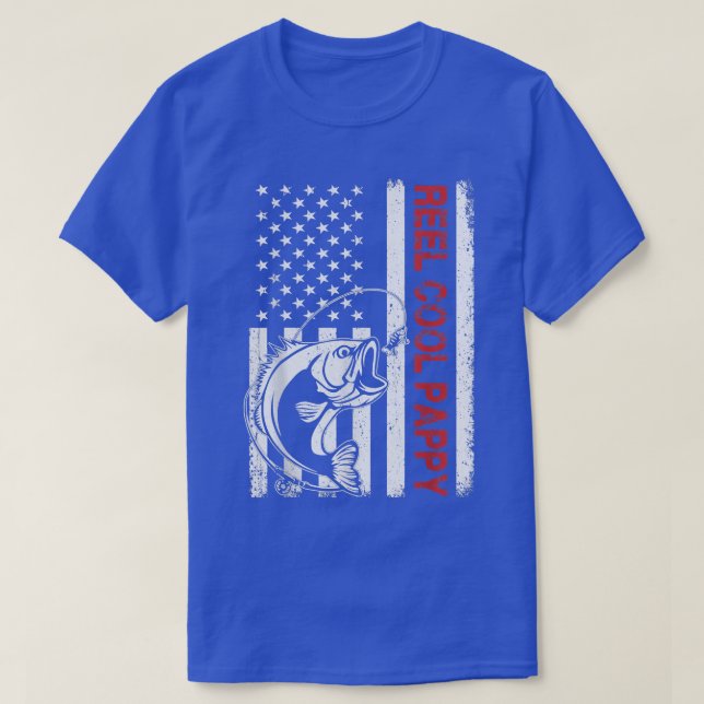 Reel Cool Pappy  USA Flag Fishing Father's Day  T-Shirt (Design Front)